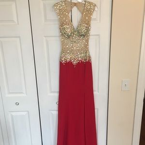 Dazzling Red/Nude Splash Prom/Pageant by Landa